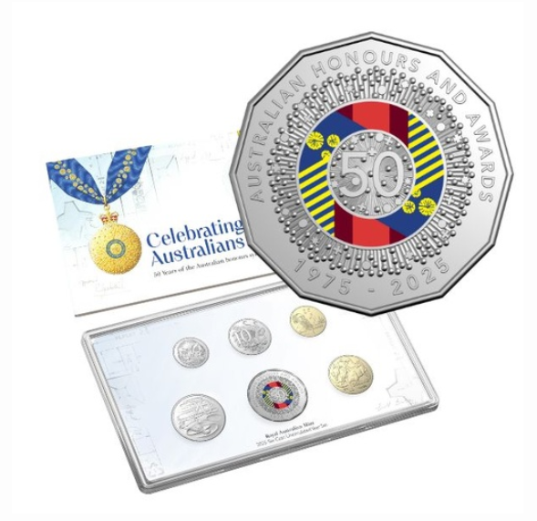 50 Years Australian Honours System 2025 Six-Coin Coloured Uncirculated Year Set