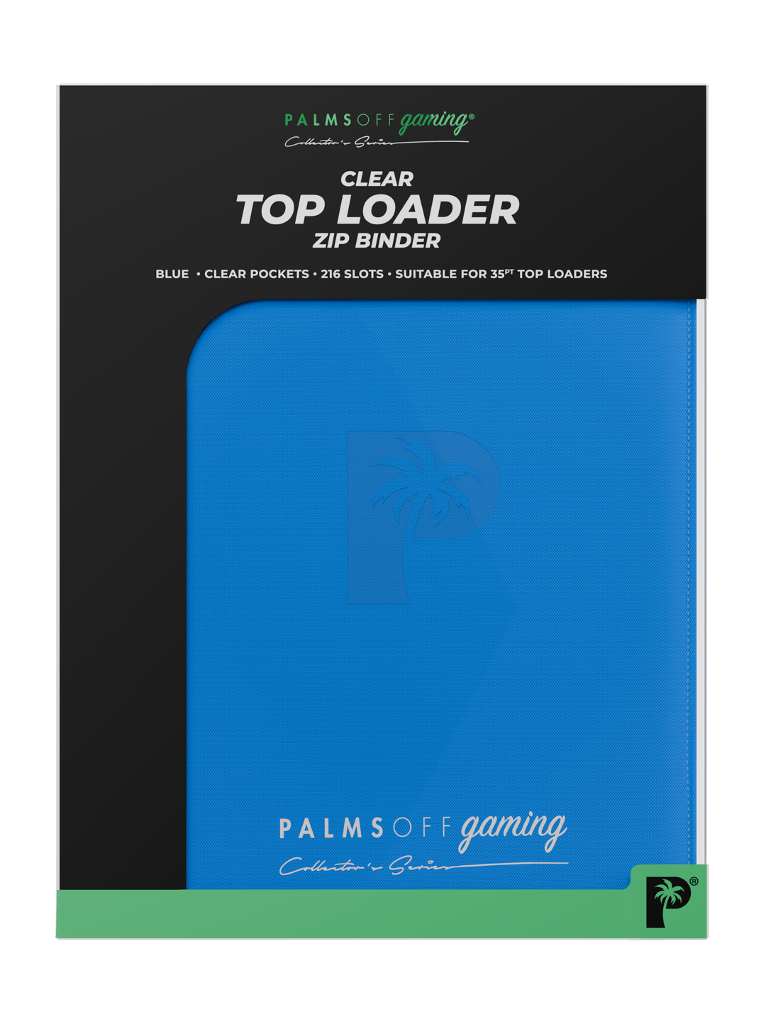 Palms off Gaming Collector's Series Top Loader Zip Binder - 9 Pocket - Blue
