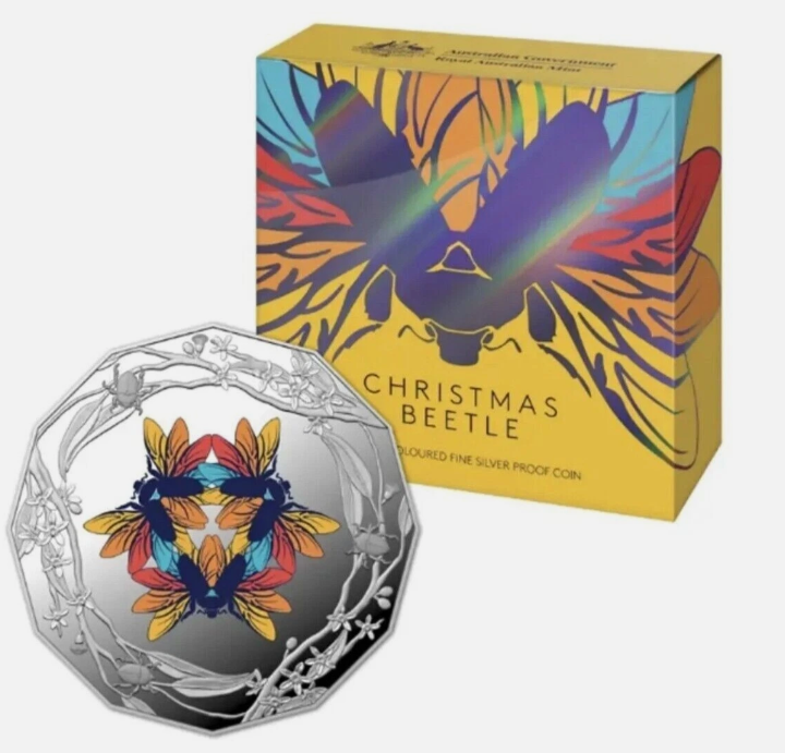 2022 Christmas Decoration Coloured 50c Silver Proof Coin